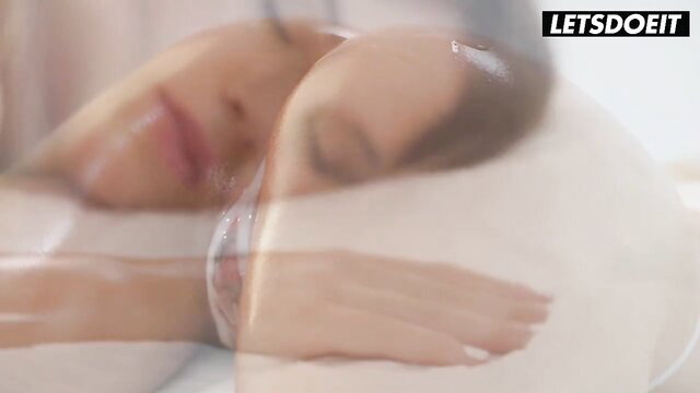 Katarina Rina oiled up seductive pose on bed