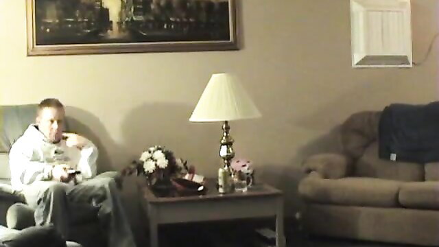 Man relaxing in living room watches Dirty Teen Doggystyled video