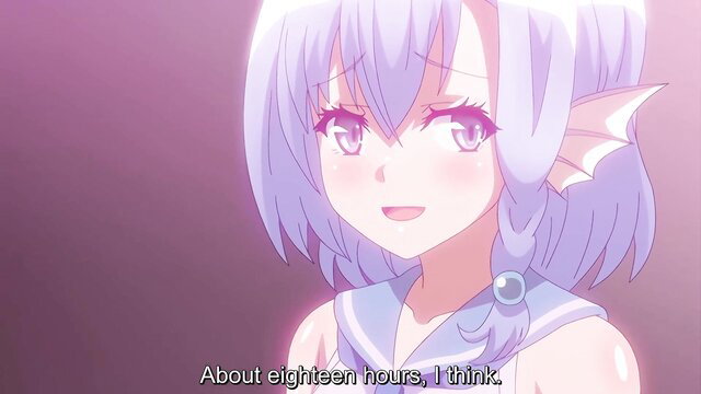 Petite purple-haired anime mermaid teen idol smiling cutely