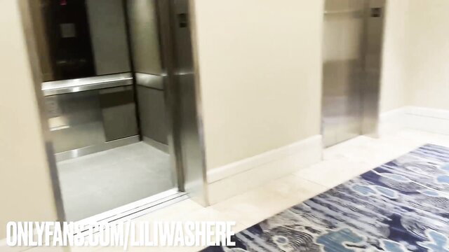 Hot casino chick one night stand in hotel elevator tease