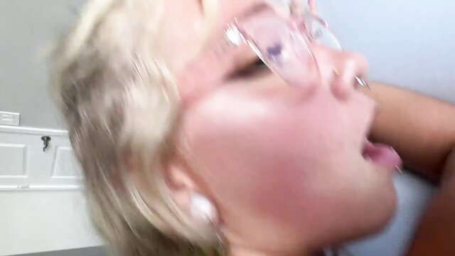 Venus Rivers blonde step sis with tongue out in taboo jerk off