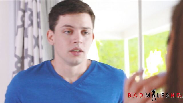 Hot MILF helps stepson with huge cock POV closeup