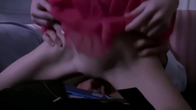 Odette Delacroix tugs red tutu skirt exposing pussy closeup