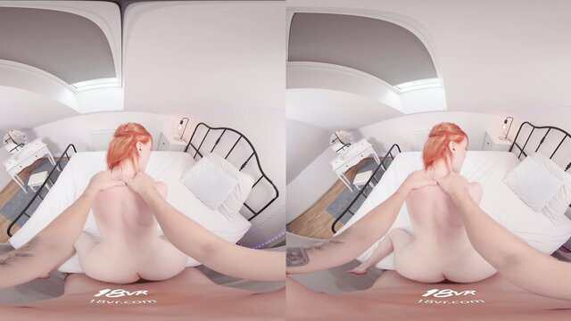 Lola Red nude redhead in POV VR, hands grabbing her big ass from behind