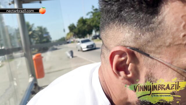 Vinny In Brazil 4K porn BTS man at bus stop part 2