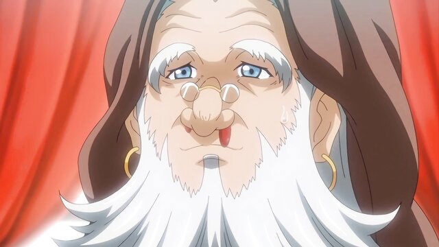 Elderly bearded orc wizard with lolling tongue from hentai Hero Princess Milia 2
