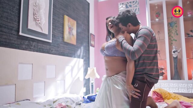 Indian maid in purple bra kissed passionately by man in Naukrani Ki Chudayi