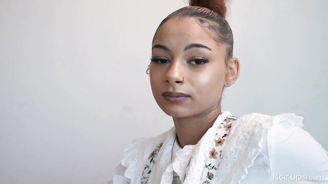 Lightskin teen in frilly blouse, seductive gaze, stepdad taboo thumbnail