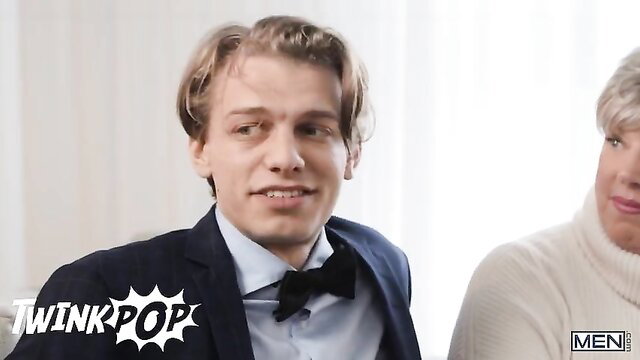 Enzo Muller in suit with silver-haired man in TwinkPop gay thumbnail