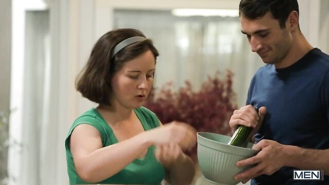 Michael Boston & Finn Harding kitchen seduction gay scene