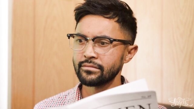 Johnny Sins in glasses lustfully reads newspaper, Daisy Taylor train tease