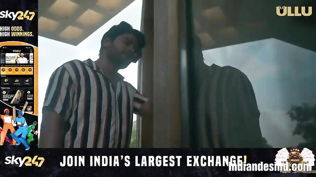 Sanskari Episode 5 ULLU: Handsome Indian man in striped shirt at door