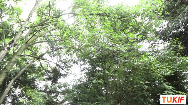 Outdoor anal sex with French blonde MILF in lush forest