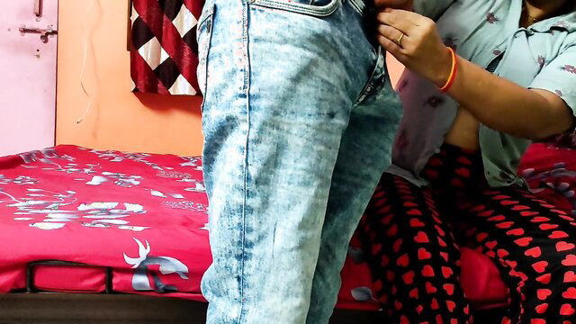 Indian aunty Hemant Sarita unzipped by nephew, hot teasing foreplay