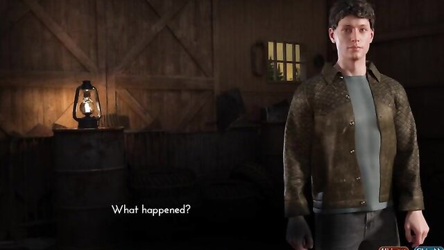 Handsome young man in barn asks 'What happened?' Genesis Order #20 gameplay