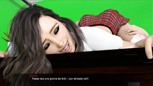 Kianna Bradley in skimpy schoolgirl skirt, teasing big tits preview