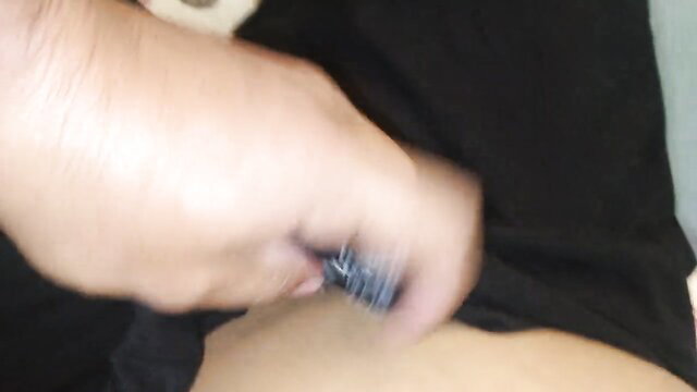 Aria Mia fingering pussy closeup in black dress taboo stepbro tease