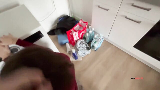 Emmasweetsugar in new apartment with handyman, laundry pile POV tease