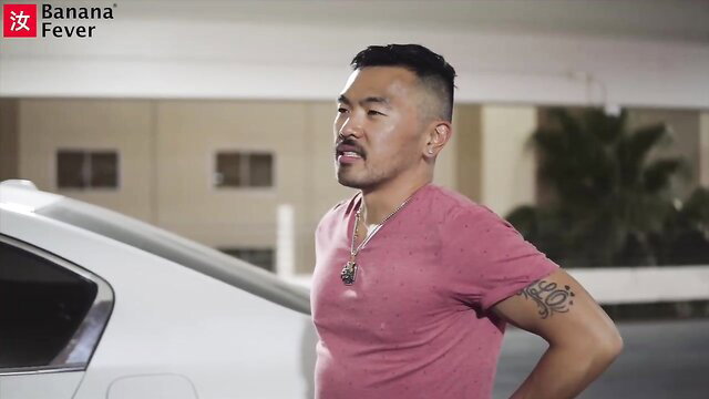 Skye Blue with hot Asian stud in AMWF parking tease - Banana Fever