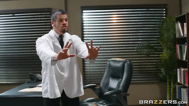 Gia Milana with hot doctor in lab coat, DoctorAdventures scene