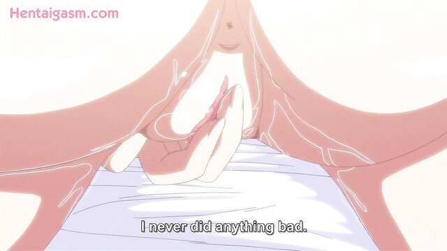 Uncensored hentai girl fingering pussy closeup, innocent expression