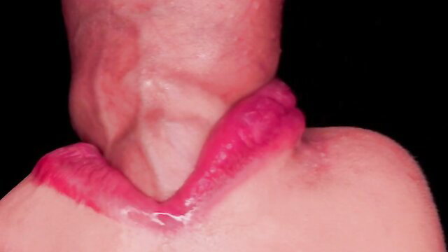 Closeup of hard uncut cock deepthroating mouth fucked hard and fast