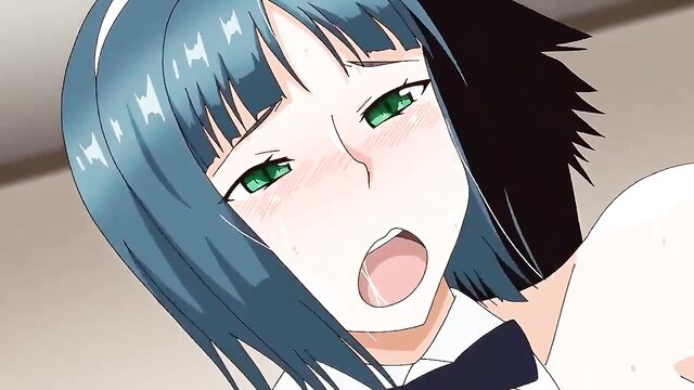 Teary-eyed blue-haired JAV bunny girl ahegao facefucked by tanned chad