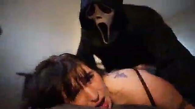 Paige Steele fucked hard by Ghostface masked intruder