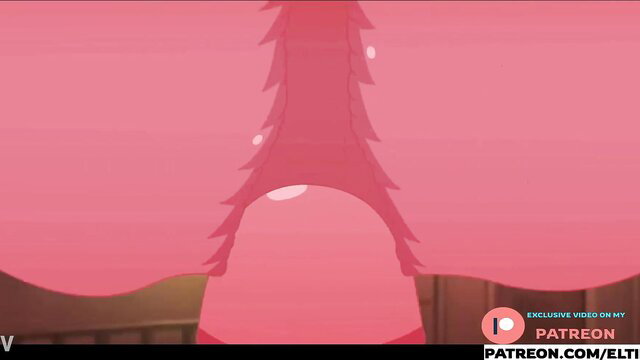 Pink furry girl rides dick with cum drip in hot animation porn