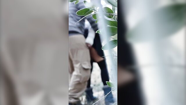 Hot slut spanked outdoors by man in pants, creampie action