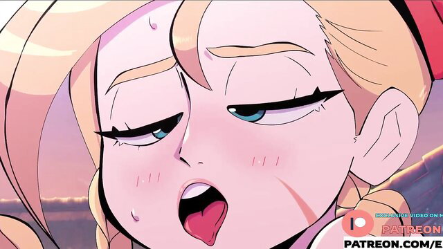 Blonde Cammy Street Fighter hentai closeup aroused face moan