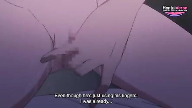 Hentai girl creampied between thighs by fingers closeup