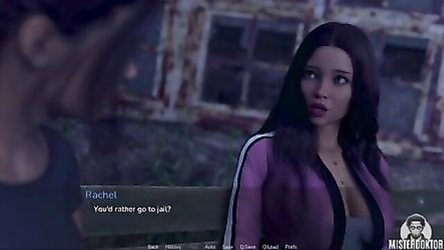 Stunning black babe Rachel in tight purple tracksuit shocked by jail threat