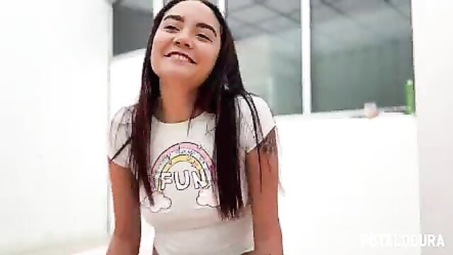 Innocent Colombian Allison Sweet smiling in FUN t-shirt, Torbe Studio