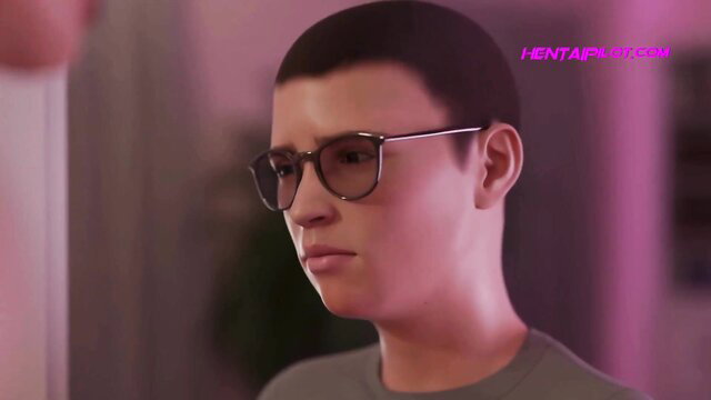 Shy teen boy in glasses stares at stepmom in pink hentai 3D animation