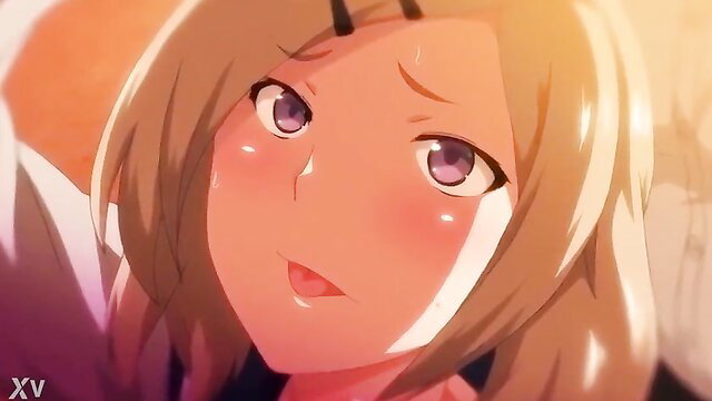 Blushing anime girl with tongue out in steamy hentai closeup