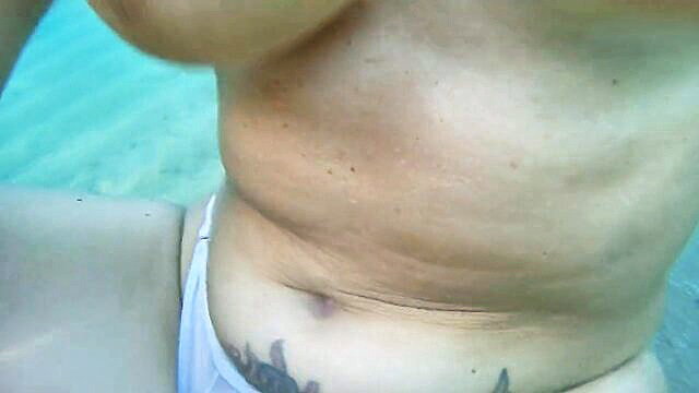 Luna's wet torso and white thong underwater pool tease