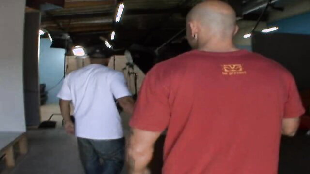 Two muscular men in gym walking away, amateur gay porn preview