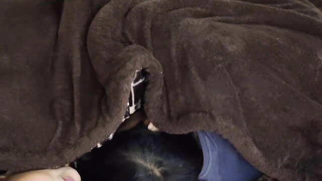 Indian sister under blanket fucked by little brother, hot taboo incest
