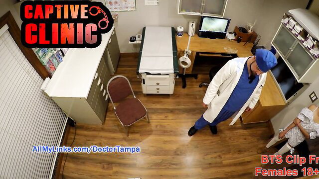 Sandra Chapelle SFW BTS Captive Clinic nurse exam room