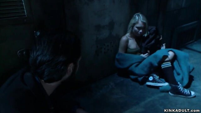 Tommy Pistol watches bound blonde in bondage, ready for anal fuck