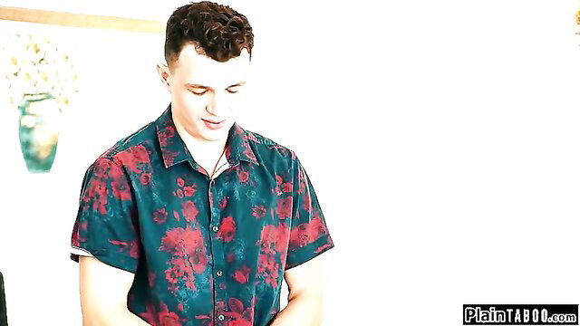 Handsome young man in floral shirt, stepmom-son taboo thumbnail