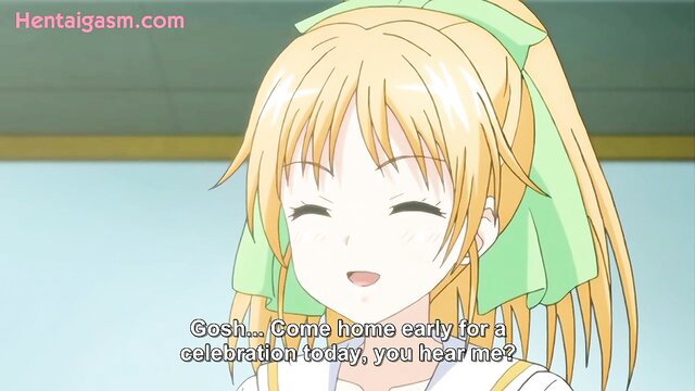 anime girl with blonde hair and green ribbon