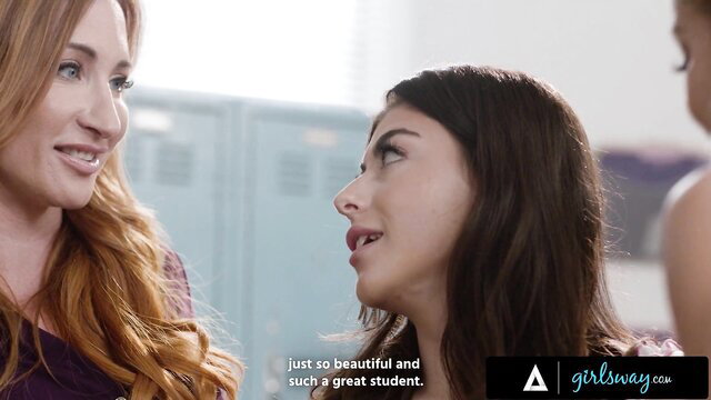 Sophia Locke praises beautiful student Gal Ritchie in Girlsway scene