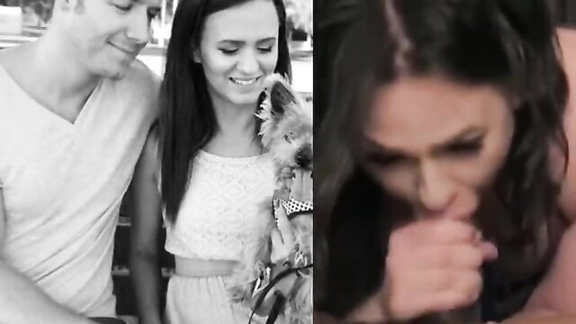 Alex More with boyfriend and dog, closeup aroused face gasping