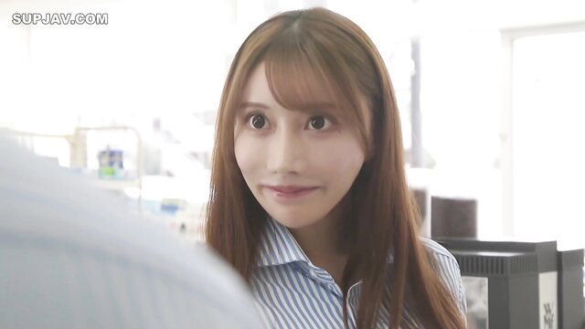 Rin Yamitsu big tits convenience store worker in striped shirt