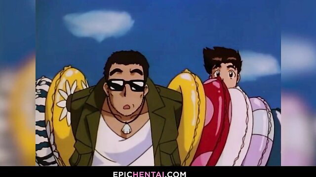 Anime hentai girl Suwatee rides Kenta outdoors with floaties
