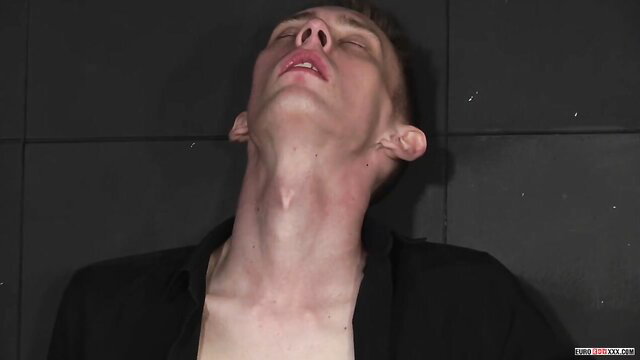 Kinky Euro twink neck arched in ecstasy during intense gay fuck