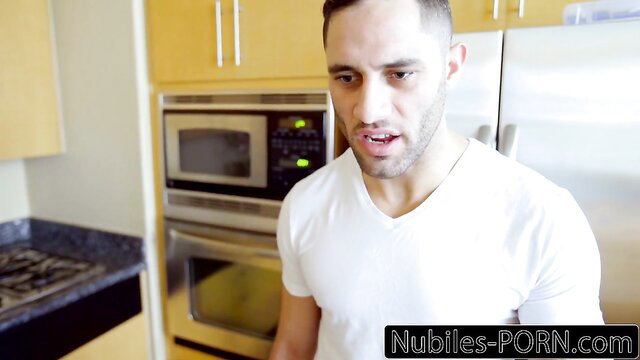 Handsome Latino guy in kitchen from Tiny Teen Fucks Moms Boyfriend