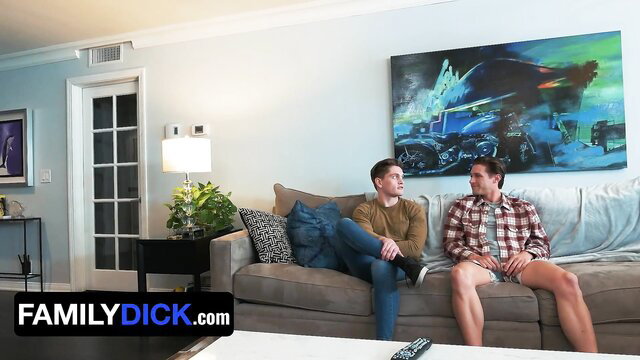 Fit boy seduces friend's stepdad, creampies ass in front of him